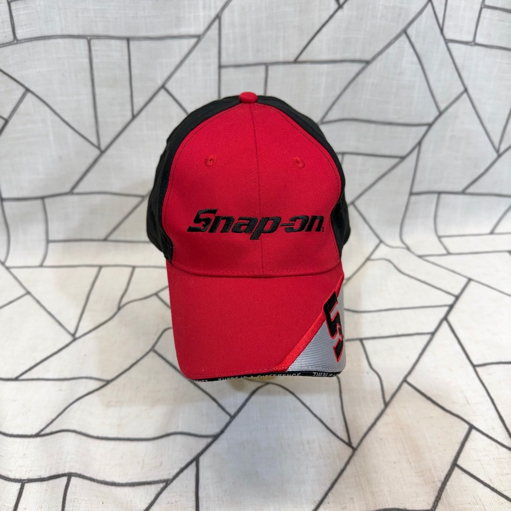 Snap-on Baseball Hat OSFA‎ Red Black Embroidered Logo Adjustable K-Products Cap